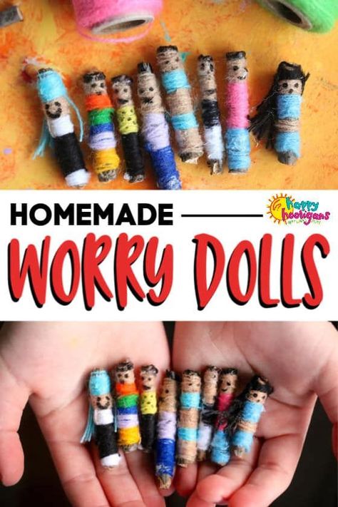 Yarn is not only for knitting. There are numerous crafts that can be made with yarn like dolls and animals. These are great projects to teach children as well. How To Make Guatemalan Worry Dolls, Snail Craft, Happy Hooligans, Worry Dolls, Camp Crafts, Homemade Dolls, Kids Daycare, Easy Art Projects, Craft Club