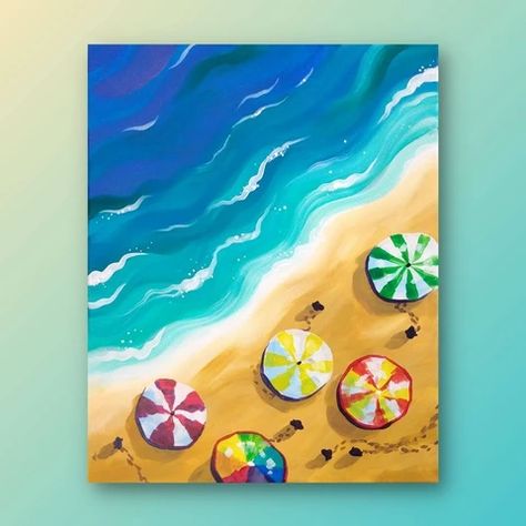 27 Easy (and Rewarding) Acrylic Painting Ideas for Beginners Acrylic Painting For Kids, Beach Canvas Paintings, Acrylic Painting Ideas For Beginners, Beach Art Painting, Painting Ideas For Beginners, Simple Canvas Paintings, Summer Painting, Easy Canvas Art, Acrylic Painting Ideas