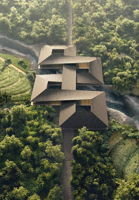 The Mindfulness City by BIG is based on Bhutan’s Gross National Happiness Index 2 Buildings Connected, Big Buildings Architecture, Two Buildings Connected Architecture, Outdoor Theater Architecture, Chengdu Architecture, Humble Architecture, Connected Buildings, Hidden Architecture, Gross National Happiness