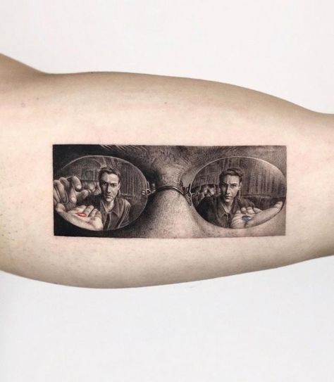 Matrix Tattoo Ideas, Matrix Tattoo, Arm Tattos, Matrix Movie, Hyper Realistic Tattoo, Tattoo Process, Batman Tattoo, Movie Tattoo, Circle Tattoos