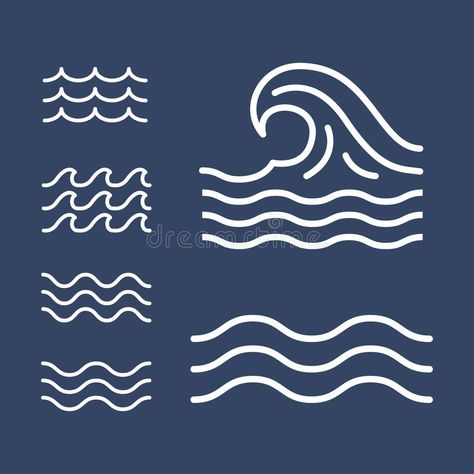 Sea Illustration Simple, Wave Vector Illustration, Waves Illustration Simple, Wave Doodle Simple, Ocean Logo Design Ideas, Wave Illustration Design, Logo Vague, Sea Waves Illustration, Waves Graphic Design