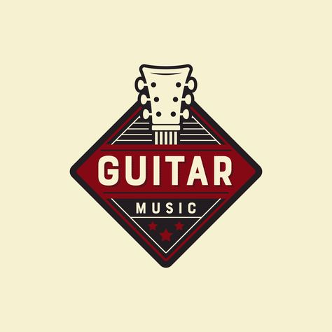 Download this Premium Vector about Premium Guitar Music and Band Vintage Logo and discover more Professional Graphic Resources on Freepik. #freepik #vector #guitar #guitarlogo #musicguitar Guitar Logo, Coffee Shop Logo, Fender Guitar, Retro Logos, Guitar Shop, Music Logo, Guitar Music, Retro Logo, Music Guitar