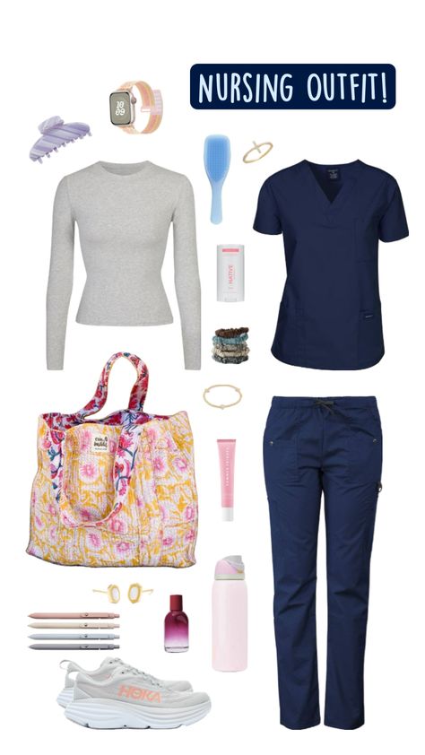 Nursing scrubs outfit! #scrubsoutfit #nursing #nursingschool #scrubs 💙🩶 Cute Nurse Scrubs Outfits, Nursing Scrubs Outfits, Cna Aesthetic, Nurse Fashion Scrubs, Nurse Outfits, Nursing Outfit, Nurse Outfit Scrubs, Nurse Fashion, Nurse Outfit