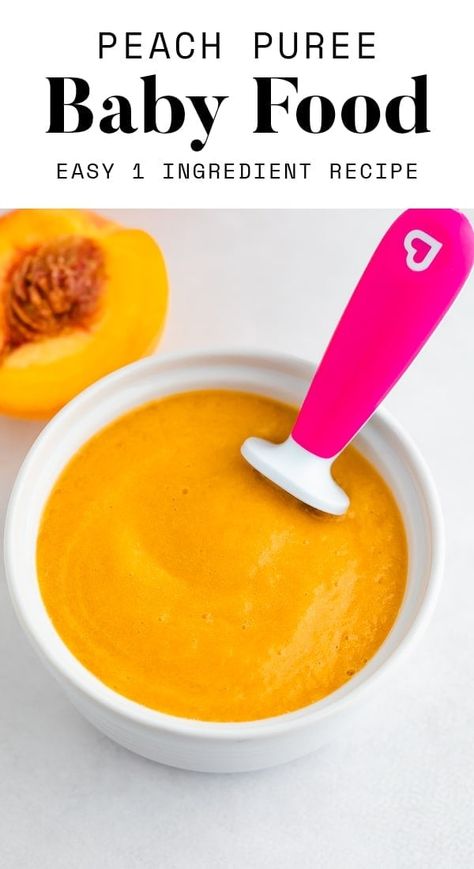 Peach baby food is so easy to make and is a great stage 1 food for babies. Learn how to make it and get some ideas for baby food combos to make with pureed peaches. Peaches Baby Food, Peach Baby Food, Baby Food Stage 1, Avocado Baby Food, Stage 1 Baby Food, Baby Food Recipes Stage 1, Easy Homemade Baby Food, Easy Baby Food, Puree Recipes