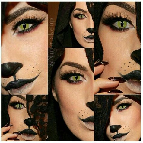 Black Widow Diy, Black Panther Halloween Costume, Catwoman Makeup, Black Cat Makeup, Cat Makeup Tutorial, Cat Halloween Makeup, Catwoman Costume, Halloween Make-up Looks, Black Cat Costumes