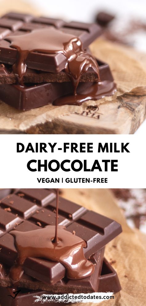 Recipes Lactose Free, Homemade Vegan Chocolate, Vegan Milk Chocolate, Diy Chocolate Bars, Milk Chocolate Recipes, Chocolate Bar Recipe, Vegan Chocolate Recipes, Vegan Chocolate Bars, Dairy Free Meals