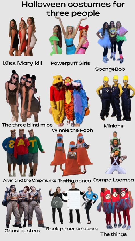 Fun Halloween Outfits, Halloween Costumes Brunette, Trio Costumes, Women Halloween Costume Ideas, Cute Group Halloween Costumes, Costume Ideas Women, Matching Halloween Costumes, Classy Halloween Costumes, Halloween Costume Ideas For Women