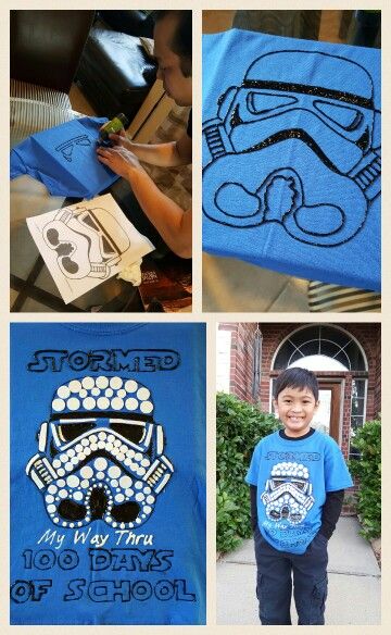 DIY 100 Days Of School Shirt Star Wars Storm Trooper 100 Days Of School Ideas 100 Day Shirt Ideas, 100days Of School Shirt, 100 Días De Clases, 100 Days Of School Ideas, Star Wars Classroom, Boatneck Shirt, School Shirt Ideas, School Spirit Days, 100 Day Of School Project