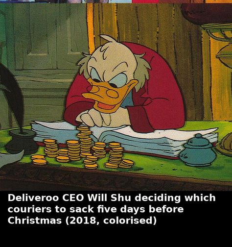 No Ho Ho! Deliveroo fire hundreds of couriers days before Christmas! Disney Christmas Carol, Ducktales Scrooge, Mr Scrooge, Mickey's Christmas Carol, All Disney Characters, Winnie The Pooh Cartoon, Mickeys Christmas Carol, Uncle Scrooge, Aesthetic Disney