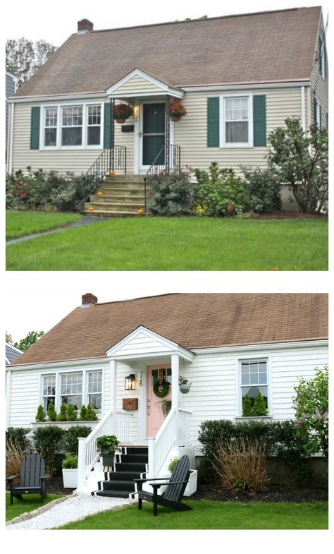 Complete Before and After's- 1100 sq ft Cape- Floor Plan and Future - Nesting With Grace Hammock Garden, Garden Swings, Cape Style Homes, Old Houses Renovation, Small House Exterior, Fire Pit Garden, Renovation Exterior, Ranch House Exterior, Garden Seating Area