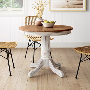 Small Round Kitchen Table, Distressed Dining Table, Small Round Dining Table, Round Pedestal Dining, Small Kitchen Tables, Round Kitchen Table, Dining Table Wood, Wood Ladder, White Dining Table