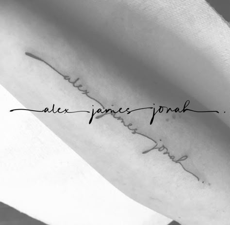 Tattoos Cursive Writing, Name Tattoos Fonts Ideas, Full Name Tattoos For Women, Tattoo With Hidden Names, Minimalist Tattoo For Children, Name Tattoos On Back For Women, Tattoo Of Husbands Name Ideas, Name Tattoo For Daughter, Cursive Name Tattoos For Women