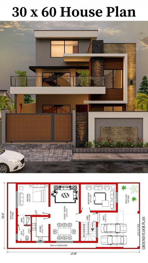 Front Porch House, Indian House Exterior, 10 Marla House Plan, 30x50 House Plans, Indian House Exterior Design, House Structure Design, Home Elevation, Porch House, 2bhk House Plan