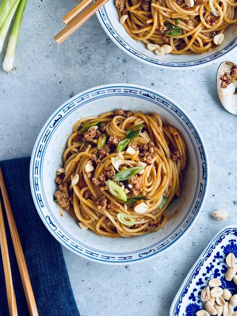 Dan Dan Noodles, Minced Pork, Peter Som, Sesame Dressing, Chinese Noodles, Pasta Pot, Easy Zucchini, Spaghetti Noodles, Extra Firm Tofu