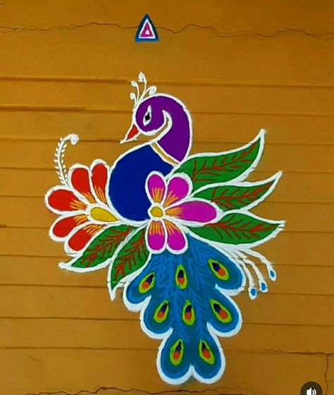 Peacock New Year Rangoli, New Year 2025 Design Rangoli, Rangoli Design For New Year 2024, Small Rangoli Design With Colours, Rangoli Ideas For New Year, Kolam Designs With Colors, 2025 New Year Design Muggulu, 2025 Rangoli Design, Best Rangoli Designs For New Year