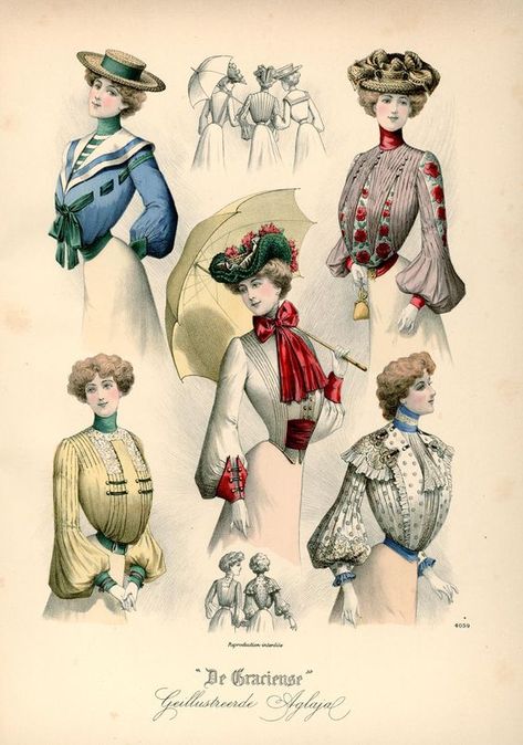 Looking Ahead: 1902 Imagines the Fashions of the Future – The Pragmatic Costumer 1901 Fashion Women, 1901 Fashion Plate, 1900s Fashion Woman, 1902 Fashion, 1900 Fashion Plate, 1901 Fashion, Edwardian Fashion Plates, Edwardian Era Fashion, Victorian Fashion Plates