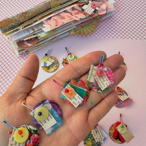 Handmade Floral Junk Journal Charm With French Bookpage Notebook Embellishment Mini Dangle Snippet Ephemera For Happy Mail For Paper Crafter Journal Charms, 100 Days Project, Art Planner, Diy Journals, Diy Embellishments, Journal Jewelry, Journal Embellishments, Mail Gifts, Beaded Pens