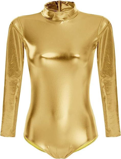 Metallic Bodysuit, Long Sleeve Leotard, Yoga Tights, Dance Wear Ballet, Mock Neck Bodysuit, Leotards Ballet, Bodysuit Top, Dance Leotards, Gymnastics Leotards