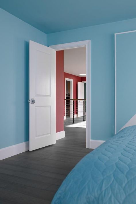 HGTV Dream Home 2021: Upstairs Aqua Guest Bedroom Pictures | HGTV Dream Home 2021 | HGTV Miku Room, Room Color Ideas Bedroom, Small Bedroom Ideas For Couples, Best Bedroom Colors, Room Color Combination, Wall Color Combination, Living Room Wall Color, Bedroom Color Combination, Bedroom Aesthetics