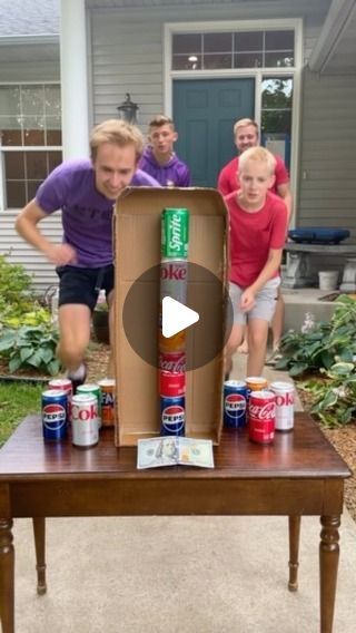 Aaron Benson on Instagram: "Soda Can Tower Challenge! 🏆 #family #game #challenge #soda" Can Rolling Game, Plinko Game Ideas, Oreo Challenge, Family Game Night Food, Benson Bros, Drinking Challenges, Coca Cola Party, Funny Games For Kids, Plinko Game