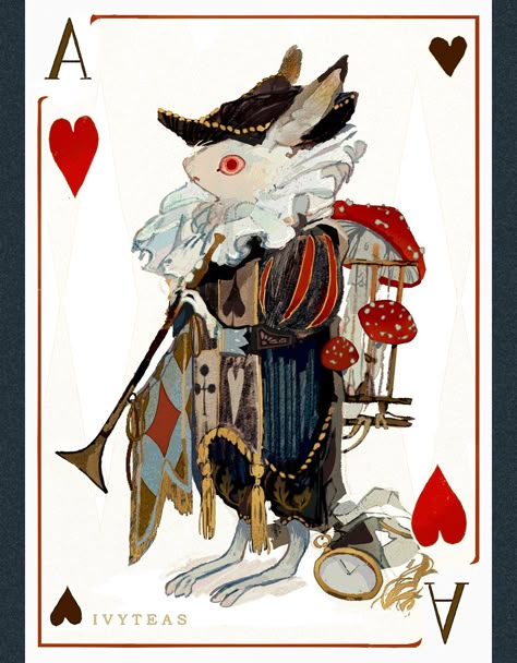 White Rabbit Alice In Wonderland, Rabbit Illustration, The White Rabbit, Rabbit Art, 판타지 아트, White Rabbit, Playing Card, Funky Art, Pablo Picasso