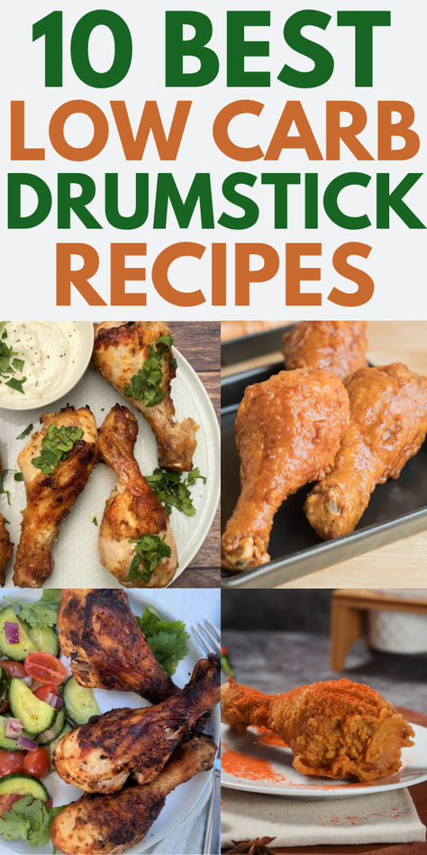 Images of 4 types of keto chicken drumstick recipes Drumstick Chicken Recipes Keto, Keto Drumsticks Recipes, Keto Chicken Drumstick Recipes Crockpot, Low Carb Drumstick Recipes, Healthy Chicken Drumstick Recipes Baked, Keto Drumstick Recipes, Healthy Drumstick Recipes, Keto Chicken Drumsticks, Whole 30 Chicken Drumsticks