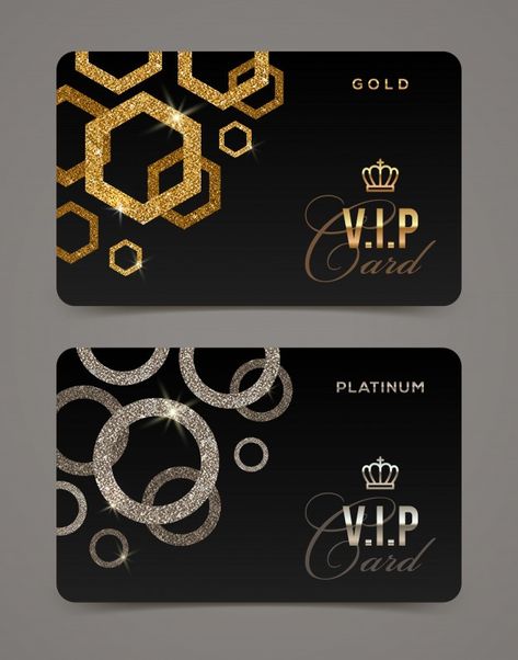 Golden and platinum vip card template. ... | Premium Vector #Freepik #vector #invitation #luxury #silver #elegant Vip Card Design Ideas, Vip Card Design, Luxury Invitation Card, Vip Card, 카드 디자인, Luxury Card, Membership Card, Black Card, Money And Happiness