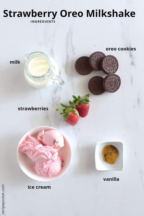 Milkshakes And Smoothies, Strawberry Oreo Milkshake, Smoothie And Milkshake Recipes, Valentine Milkshake, Strawberries Milkshake, Strawberry Milkshake Recipe Easy, Milkshake Recept, Milk Shake Recipes, Recipes Milkshake