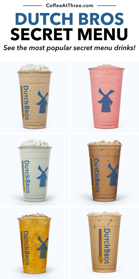 At Home Espresso, Dutch Bros Menu, Theme Drinks, Dutch Bros Secret Menu, Frozen Coffee Drinks, Caffeinated Drinks, Dutch Brothers, How To Brew Coffee, White Chocolate Syrup