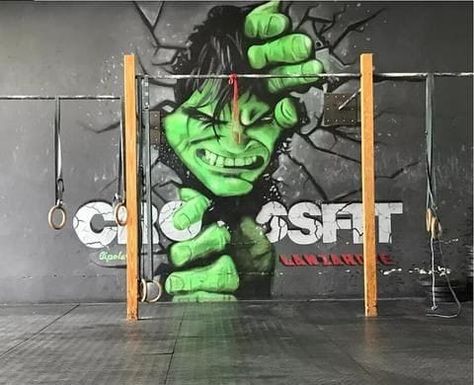 Gym Graffiti, Crossfit Wallpaper, Gym Mural, Business Wallpaper, Paper Mural, Green Hulk, Gym Design Interior, Unique Abstract Art, Gym Wall Decal