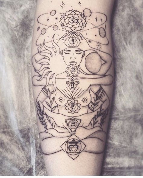 Buddha Tattoo Sleeve, Hindu Tattoos, Cosmic Tattoo, Chakra Tattoo, Buddha Tattoo Design, Buddha Tattoos, Polynesian Tattoos, Muster Tattoos, Back Tattoos For Guys