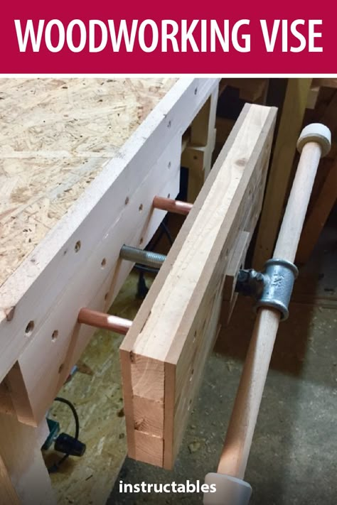 Diy Woodworking Vise, Woodshop Tools, Work Shops, Woodworking Vise, Bench Vise, Woodworking For Beginners, Wood Crafting Tools, Work Benches, Workbench Plans