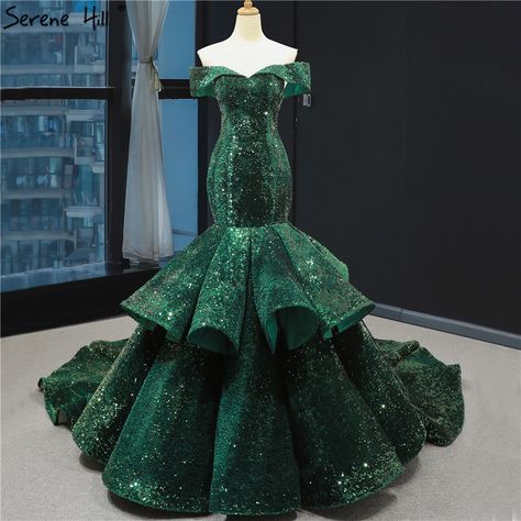 Latest Design Green Mermaid Sexy Wedding Dresses Off Shoulder Sequined Sparkle Bridal Gowns 2020 Real Picture HM66886|Wedding Dresses|Weddings & Events - AliExpress Luxury Prom Dress, Prom Dress With Train, Sparkle Wedding Dress, Dress With Train, Wedding Dress Sequin, Trumpet Dress, Yule Ball, Green Mermaid, Sequin Wedding