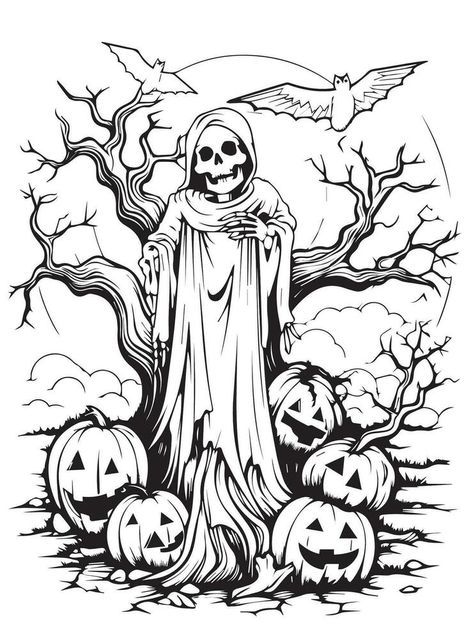 Creepy Coloring Pages, Scary Halloween Coloring Pages, Scary Coloring Pages, Scary Scarecrow, Halloween Porch Sign, Cute Creepy, Halloween Resources, Witch Coloring Pages, Rainbow Canvas