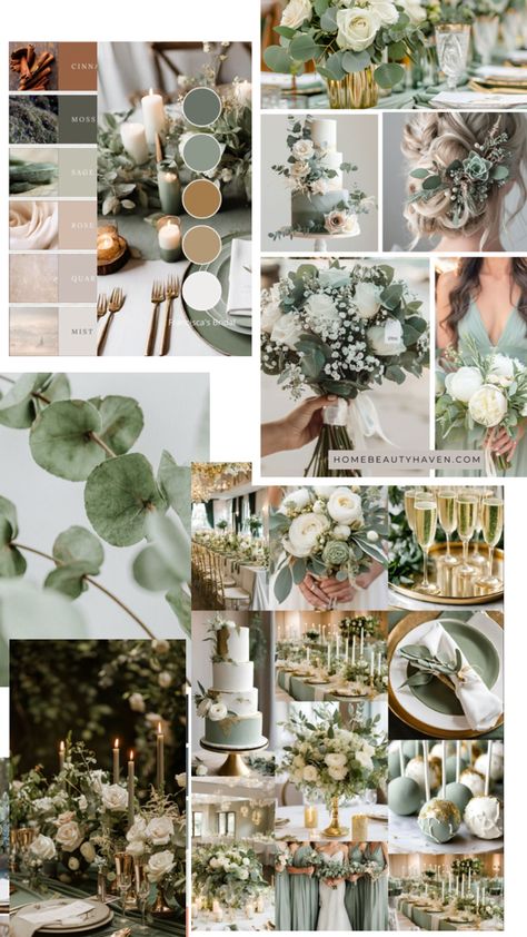 Forest Green And Eucalyptus Wedding, Greenery And Neutrals Wedding, Green And Champagne Wedding Party, Wedding Color Palette Green Gold, Shades Of Green Palette Wedding, Earth Theme Wedding, Olive Green Champagne Wedding, Green And Creme Wedding, Green And Champagne Wedding Colors