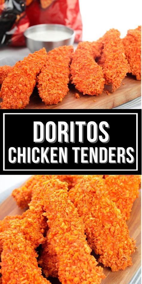 These Doritos Chicken Tenders will earn you a gold star from your kids. This easy recipe only requires 4 ingredients total! Doritos Chicken Tenders, Dorito Chicken Tenders, Buttermilk Marinated Chicken, Doritos Chicken, Dorito Chicken, Crusted Chicken Tenders, Homemade Barbecue, Chicken Tender Recipes, Happy Couples