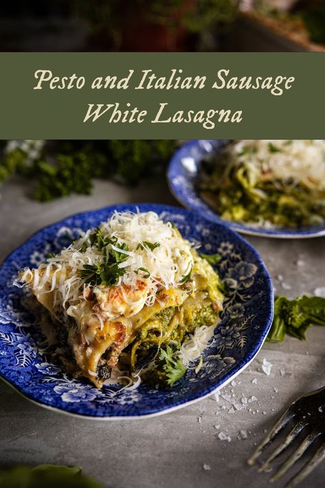 Rice Pasta Recipes, White Lasagna Recipe, Pesto Lasagna, Ricotta Sauce, White Lasagna, Sausage Lasagna, Delicious Food Ideas, Pasta Party, Pasta Roller