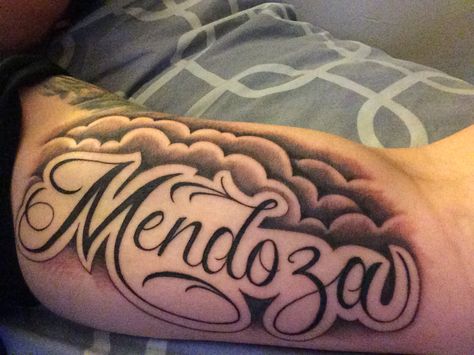 Mendoza tattoo script Mendoza Tattoo, Tattoo New, Trending Tattoo, Tattoo Script, Tattoo Arm, Black Tattoo, Name Tattoos, Graffiti Lettering, About Tattoo