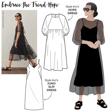 Style Arc Sewing Patterns on Instagram: “Recreate the look-⁠ ⁠ Take the Hope Woven Dress pattern in a sheer tulle or organza and pair with the Juno Slip Dress for an effortless…” Sheer Overlay Dress Pattern, Diy Sheer Dress, Sheer Dress Pattern, Diy Organza Dress, Organza Dress Sewing Pattern, Diy Mesh Dress, Hope Dress Style Arc, Sewing Tulle Dress, Mesh Fabric Ideas