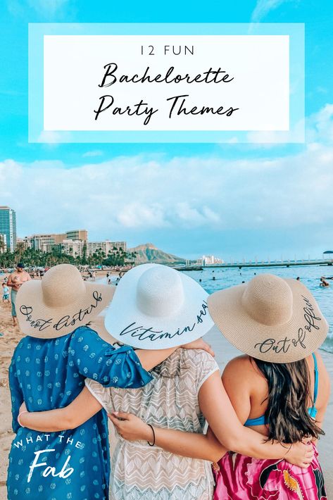 Stuck trying to figure out the perfect theme for your bachelorette party? If you're looking for the best bachelorette party themes, check out these clever ideas. Relaxing Bachelorette Party Themes, Fort Lauderdale Bachelorette Party Theme, Beach Party Bachelorette Ideas, Puerto Rico Bachelorette Party Theme, Bachelorette Party Themes Florida, Travel Themed Bachelorette Party, Bachelorette Party At The Lake, Water Themed Bachelorette Party, Simple Bachelorette Party Themes