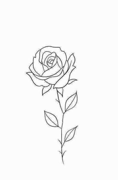 Unusual tiny rose tattoo stencil ideas Tattoo Ideas No Shading, Basic Rose Tattoo, Rose Thumb Tattoo, Simple Rose Tattoo Design, Easy Rose Tattoo, Rose Tattoo Ideas Female, Stencil Tattoo Ideas For Women, Tattoo Ideas Female Rose, Tattoo Ideas Female Stencil