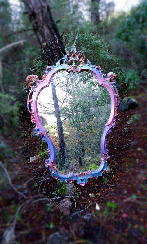 Fairy Mirror Rococo Baroque Ornate Rainbow Mirror Marie Antoinette Hand Painted Frame Vintage Revamped Colorful Mirror Made in Italy 1950s Painted Mirrors Frame, Whimsical Mirror Frames, Rainbow Mirror Frame, Paint On Mirror, Fairytale Mirror, Pretty Mirrors, Paint Ornate Frame, Fairy Mirror, Decorated Mirrors