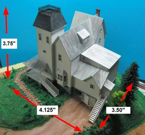 Animek Z AM-1014 Maitland House Kit: z.scale.hobo Diorama House Diy, Beetle Juice House, Diorama Ideas House, Beetlejuice House Floor Plan, Diorama Town, Beetlejuice Haunted House, Beetlejuice House, Beetlejuice Model Town, Diy Halloween Village