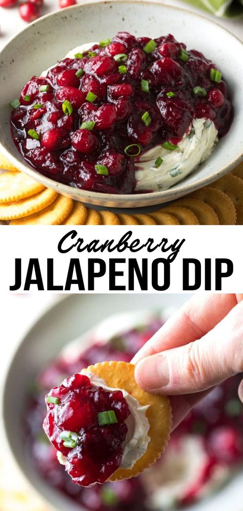 Our Sweet and Spicy Cranberry Jalapeno Dip (Cream Cheese Dip), is an easy and addictive party snack for the holidays! Cranberry Jalapeno Cream Cheese, Cranberry Jalapeno Cream Cheese Dip, Cranberry Jalapeno Dip, Jalapeno Dip Recipes, Jalapeno Cream Cheese, Jalapeno Cream Cheese Dip, Cranberry Jalapeño, Christmas Dip, Jalapeno Dip