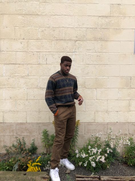 Men’s Fall Outfits Photoshoot, Hipster Guy Outfits, Church Fits Men, Overweighted Outfits Men, Indie Man Outfit, Mens Thrifted Outfits, Thrifted Mens Outfits, Midsize Mens Fashion, Winter Masc Outfits