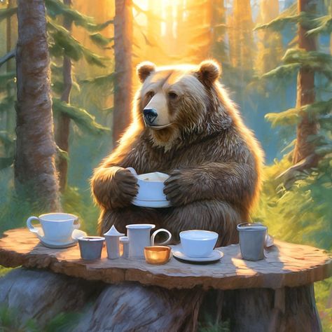 Good Morning, Friends! I hope you have a truly wonderful day! 🐻 ☕️ 🤍 🐻 ☕️🤍 🐻 ☕️🤍 🐻☕️ 🤍 🐻 ☕️🤍 🐻 ☕️🤍 🐻 Bear Drinking Coffee Illustration, Black Bears, Coffee Illustration, Bear Hugs, Hugs Kisses, Cat Books, Good Morning Picture, Morning Friends, Fairytale Art