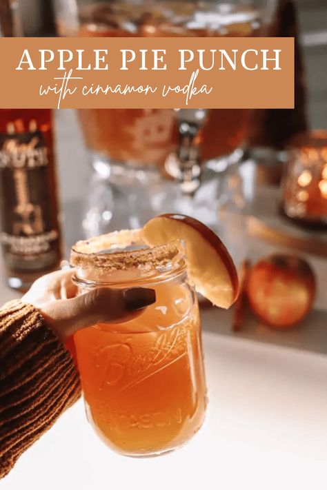 Apple Pie Punch with Hard Truth Cinnamon Vodka - Sierra In The City Apple Pie Punch Alcoholic, Apple Pie Drink Alcohol, Cinnamon Vodka, Apple Pie Punch, Apple Pie Vodka, Apple Pie Drink, Autumn Beverages, Grandmas Apple Pie, Pumpkin Pie Martini