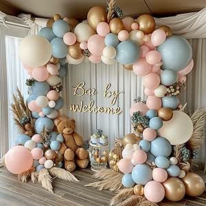 Gender Reveal Balloon Arch Kit, Dusty Pink and Blue Balloons Chrome Gold Sand White Balloons for Gender Reveal Boho Bachelorette Birthday Baby Shower Bridal Bear Theme Decorations Bear Theme Decorations, Gender Reveal Balloon Arch, Boho Bachelorette, Inflatable Party Decorations, Gender Reveal Party Games, Balloon Arch Kit, Gender Reveal Balloons, Gender Reveal Party Decorations, Gender Reveal Decorations