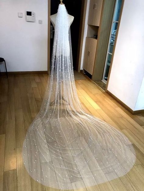 Wedding Head Veil, Pearl Wedding Veil, Tulle Wedding Veil, Lace Veils Bridal, Long Veil Wedding, Cathedral Bridal Veils, Veil Length, Empire Wedding Dress, Pearl Veil