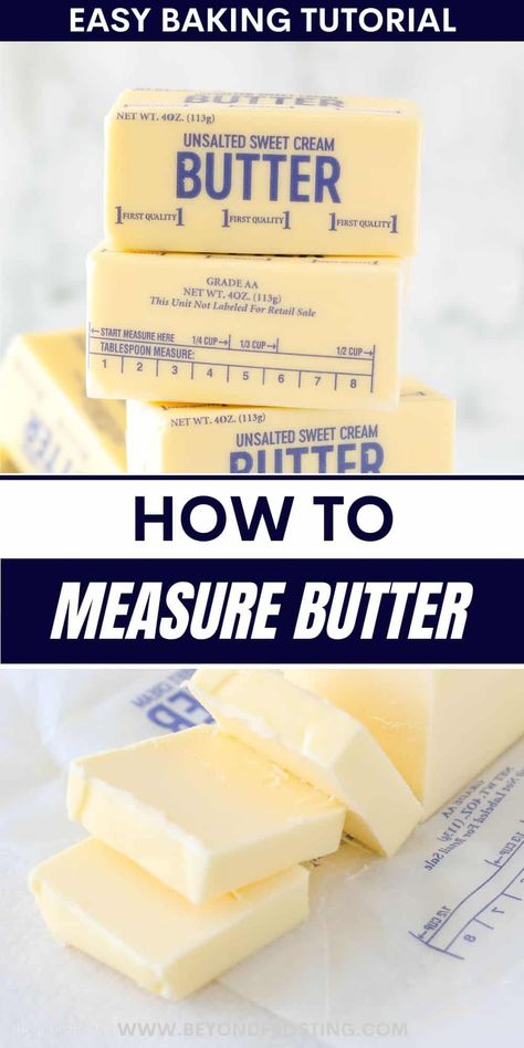 How Many Tablespoons in a Stick of Butter? When it comes to baking, accurate measurements are key. Let’s break down how many tablespoons are in a stick of butter, so you can measure for recipes with confidence! How To Measure Butter, Cookie Receipts, Butter Measurements, Sultana Cake, Measurement Conversion, Baking Conversions, Kerrygold Butter, Baking Secrets, Baking Measurements